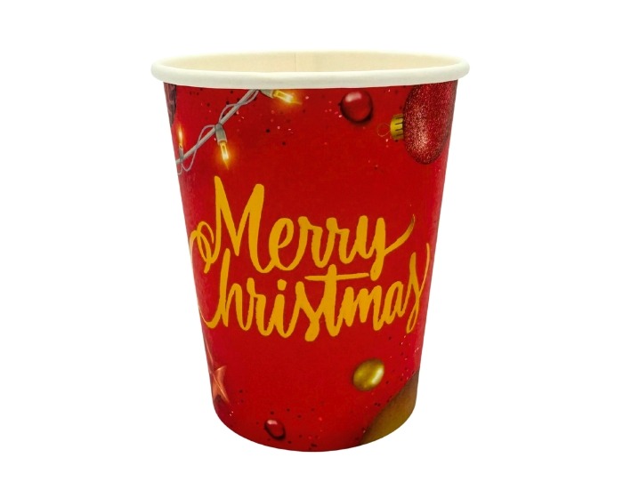 Kartonnen Bekers Merry Christmas Stars - 10 stuks afbeelding