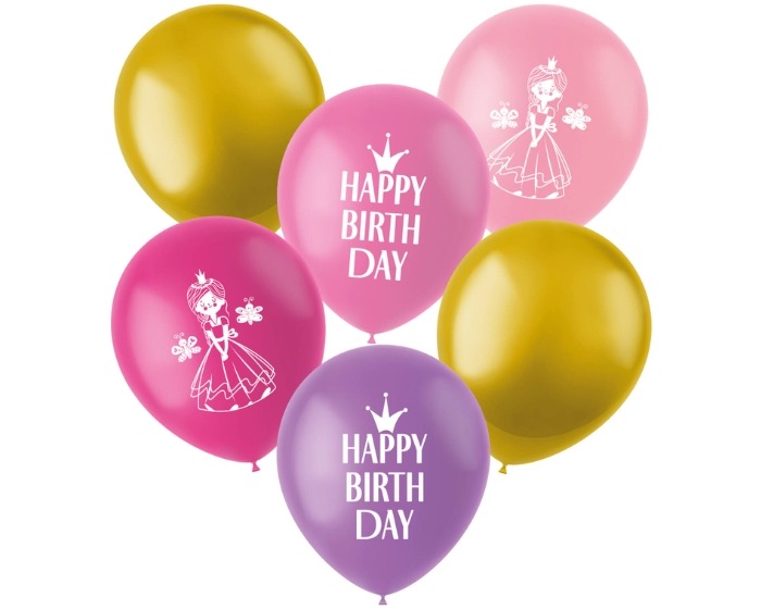 Ballonnen Pretty Princess - 33cm - 6 stuks afbeelding