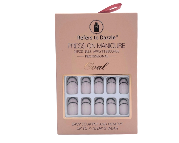 Press On Kunstnagels French Tip Zwart afbeelding