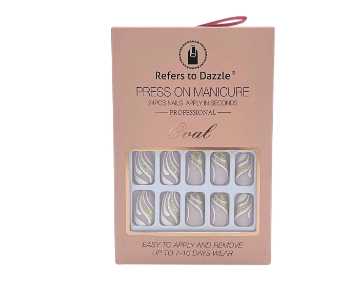 Press On Kunstnagels White&Gold afbeelding