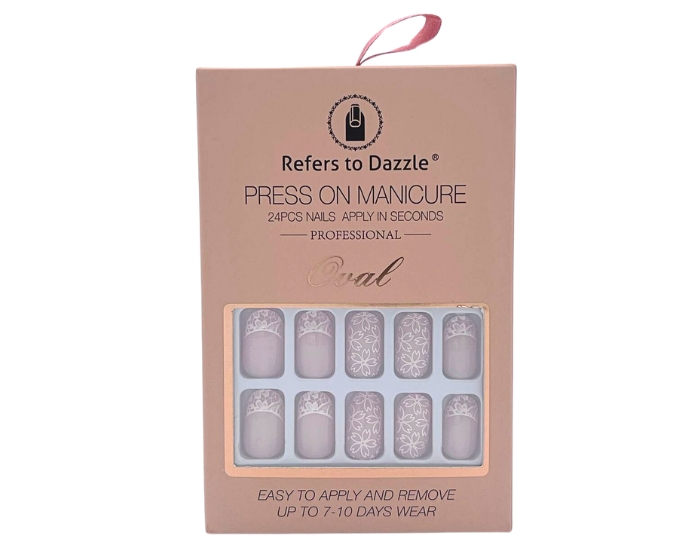 Press On Kunstnagels White Floral afbeelding