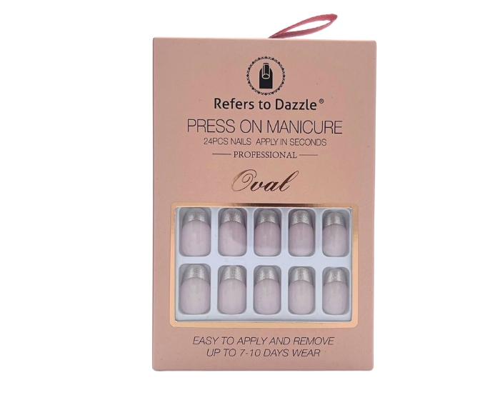 Press On Kunstnagels French Tip Zilver afbeelding