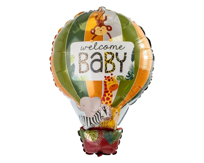 Folieballon Luchtballon Welcome Baby Jungle (90x58cm) afbeelding