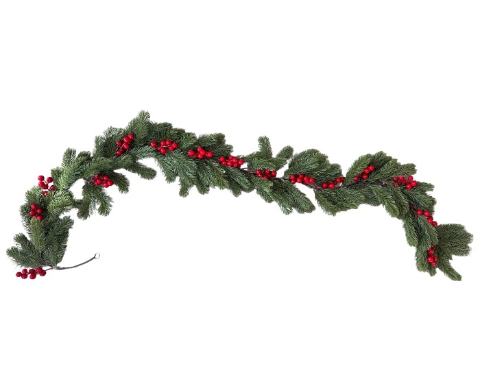 Luxe Kerstslinger Dennentakken rode bessen - 170cm afbeelding