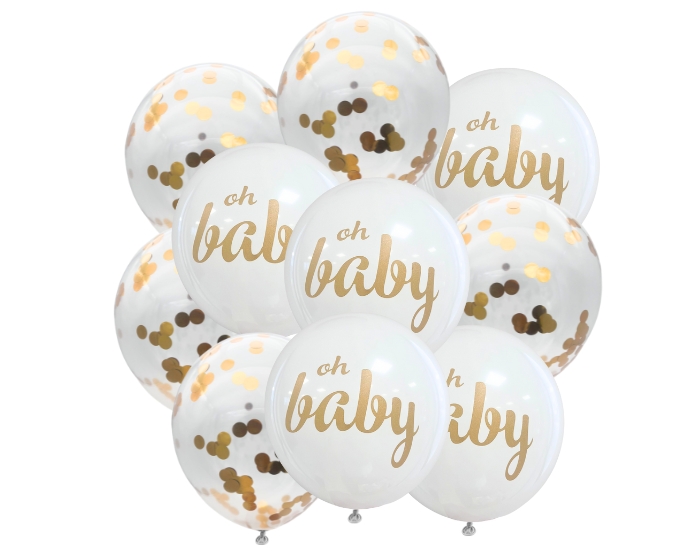 Ballonnen Oh Baby Wit&Goud (10st) afbeelding