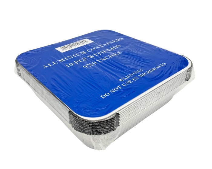 Aluminium Bakken Vierkant met deksels - 24x24cm - 10 stuks afbeelding