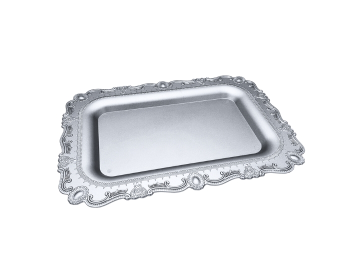 Plastic Dienblad Rechthoek Mat Zilver (46x31,5cm) afbeelding
