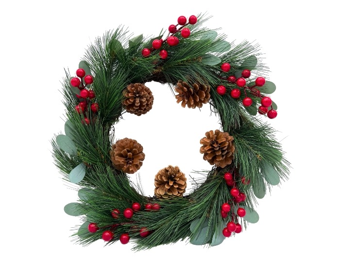 Luxe Kerstkrans met rode bessen - 40cm afbeelding