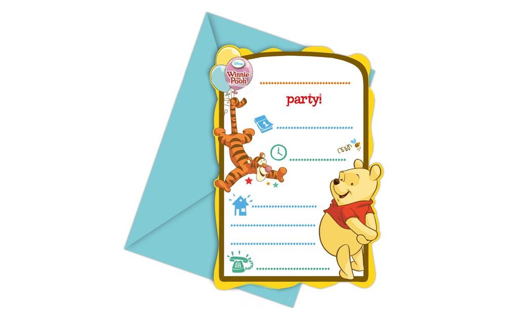 Uitnodiging Winnie The Pooh - 6 stuks afbeelding