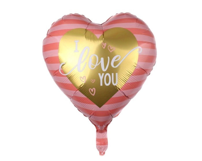 Folieballon Hart I Love You Gestreept - 45x45cm afbeelding