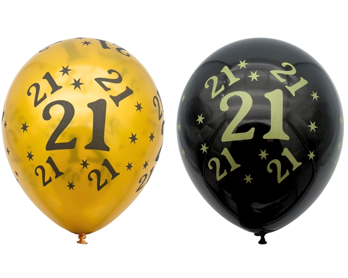Ballonnen 21 Jaar Goud&Zwart (10st) afbeelding