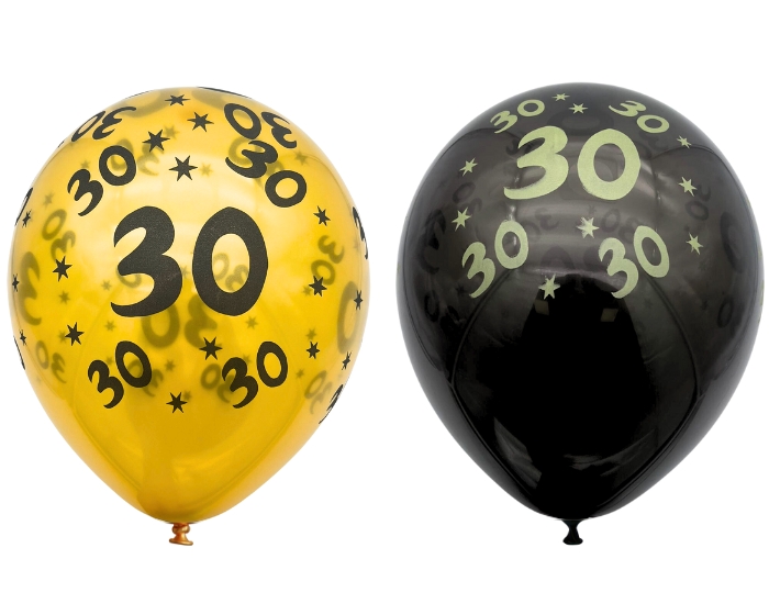 Ballonnen 30 Jaar Goud&Zwart (10st) afbeelding