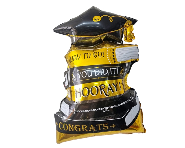 Folieballon Geslaagd Hoedje&Boeken (58x83cm) afbeelding