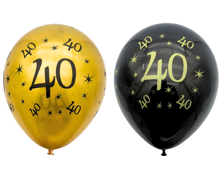 Ballonnen 40 Jaar Goud&Zwart (10st) afbeelding