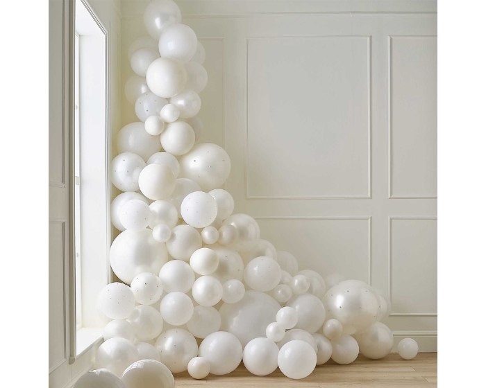 Ballonnenboog Wit&Creme met parels Ginger Ray afbeelding