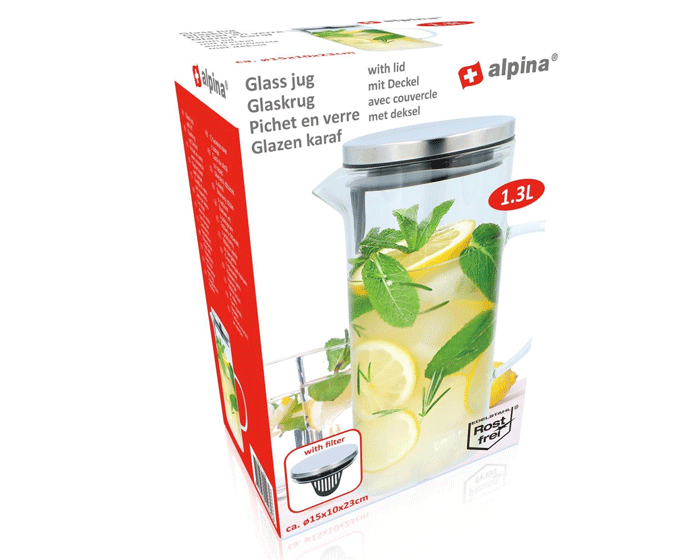 Alpina Glazen Karaf met deksel 1,3L afbeelding