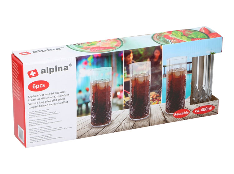 Alpina Longdrinkglas met kristaleffect (6st) afbeelding