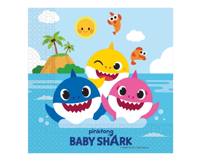 Servetten Baby Shark - 33x33cm - 20 stuks afbeelding