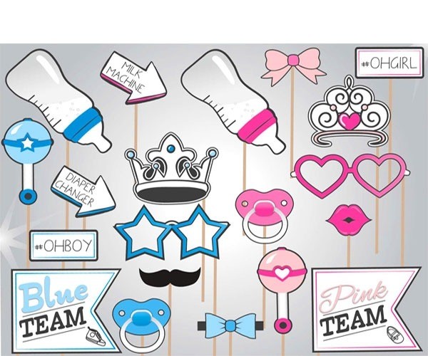 Photobooth Props Babyshower / Gender Reveal afbeelding