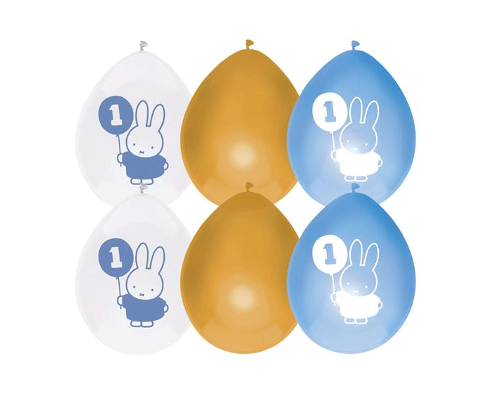 Ballonnen Nijntje Blauw 1 jaar - 6 stuks afbeelding