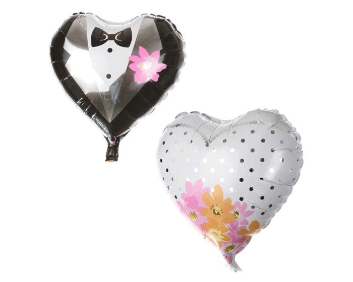 Folieballon Hartvorm Bruidspaar - 88,5 x 67,5 cm afbeelding