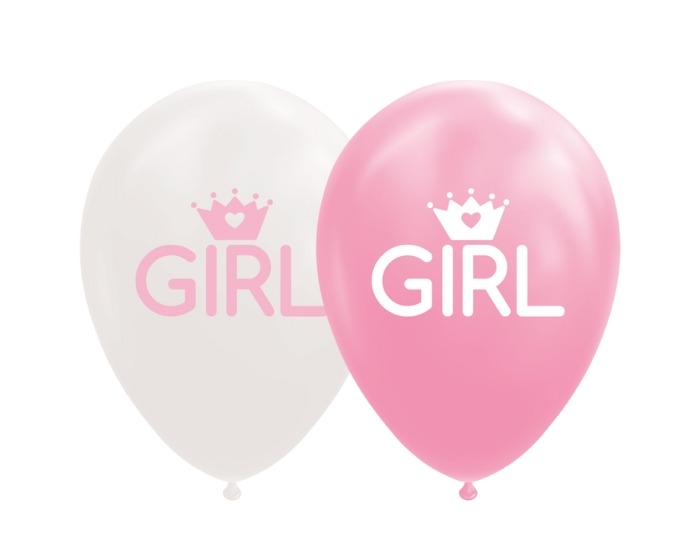 Ballonnen Girl - Roze&Wit - 8 stuks afbeelding