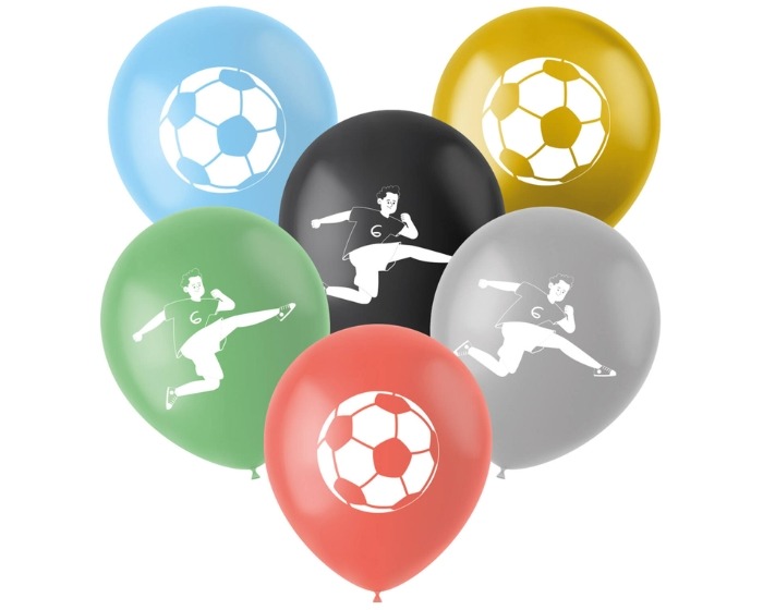 Ballonnen Voetbal Gekleurd - 33cm - 6 stuks afbeelding