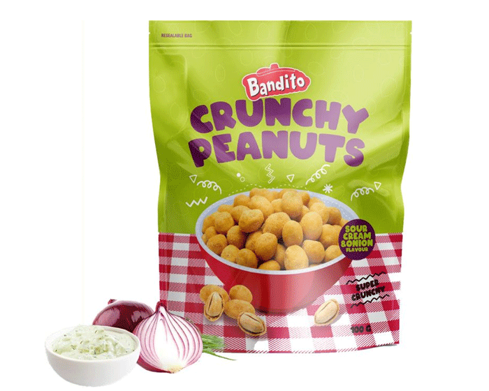 Bandito Crunchy Peanuts Sour Cream&Onion 100gr afbeelding