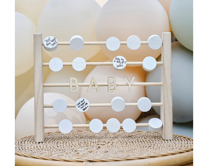 Houten Abacus Baby Gastenboek Ginger Ray afbeelding