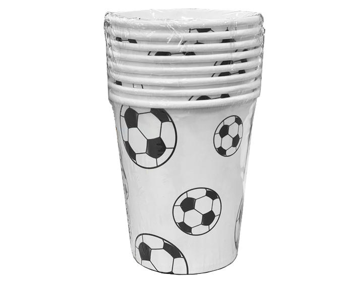 Bekers - Voetbal Wit - 8 stuks afbeelding