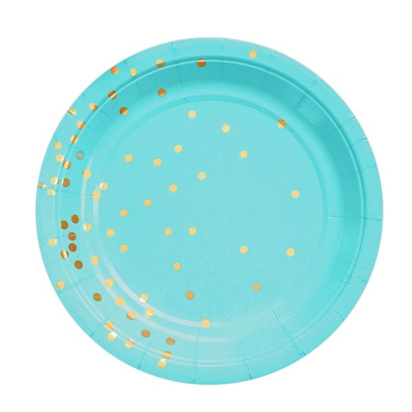 Borden -'Gold Dots'Pastel Blauw - 10 stuks afbeelding