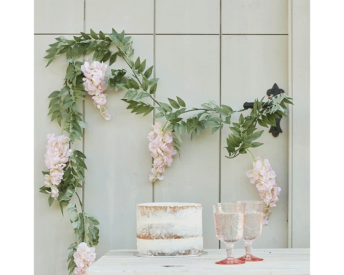 * Slinger Roze Wisteria en Groene bladeren Gingerray afbeelding
