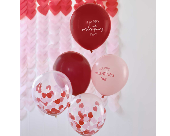 Ballonnen Happy Valentine's Day Ginger Ray (5st) afbeelding