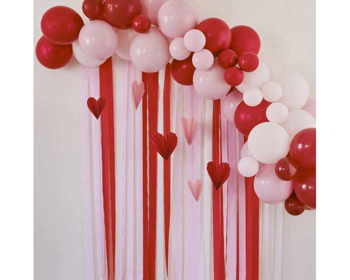 Backdrop Streamers Pink&Red Balloons Ginger Ray afbeelding