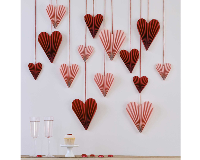 Hangdecoratie Hartjes Red&Pink Ginger Ray (16st) afbeelding