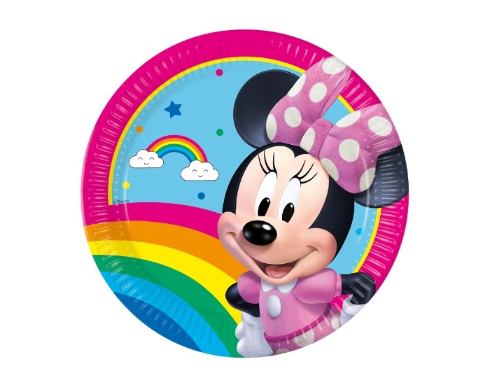 Bordjes Minnie Mouse Rainbow Make Me Smile - 20cm - 8 stuks afbeelding