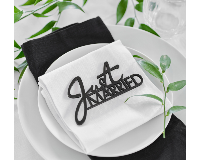 Tafeldecoratie Just Married Zwart Ginger Ray (6st) afbeelding