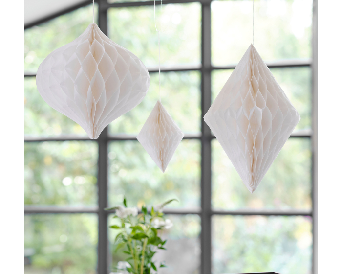 Honeycomb Hangdecoratie Wit Ginger Ray (3st) afbeelding