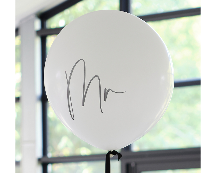 Mr Ballon XL Wit&Zwart Ginger Ray afbeelding