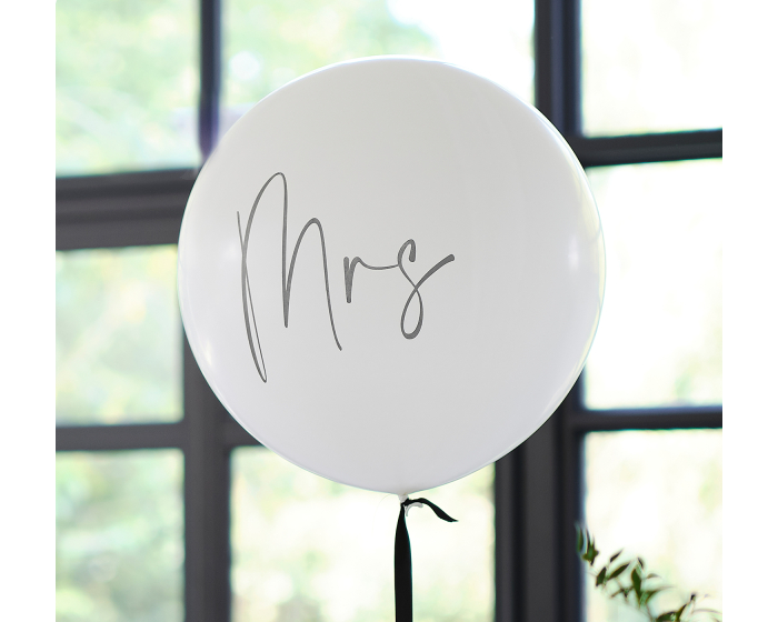 Mrs Ballon XL Wit&Zwart Ginger Ray afbeelding