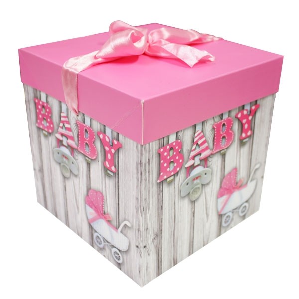 Cadeaudoos Baby Roze (22x22x22cm) afbeelding