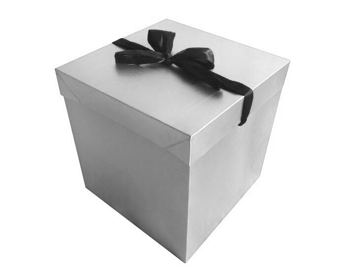 Cadeaudoos Zilver + Zwarte Strik 15cm afbeelding