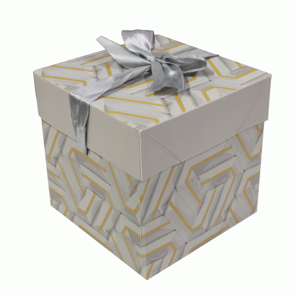 Cadeaudoos Grijs&Goud (15x15x15cm) afbeelding