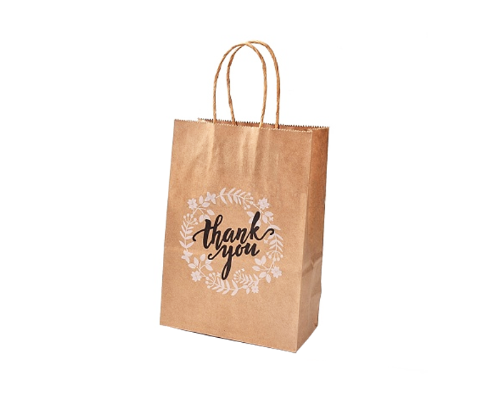 Papieren Cadeautassen Thank You Kraft Groot (6st) afbeelding