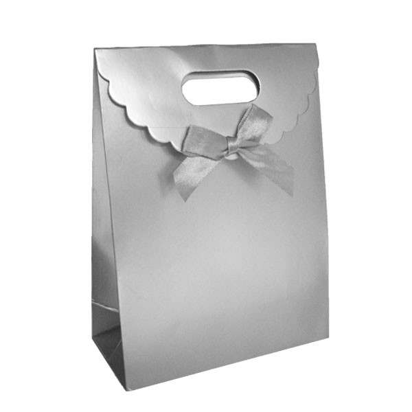 Kartonnen Cadeautas Strikje Zilver afbeelding