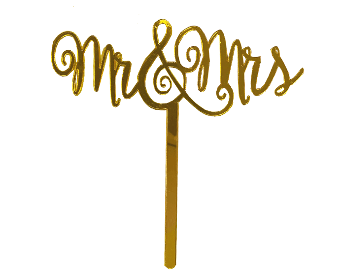 Cake Topper Mr&Mrs Goud afbeelding