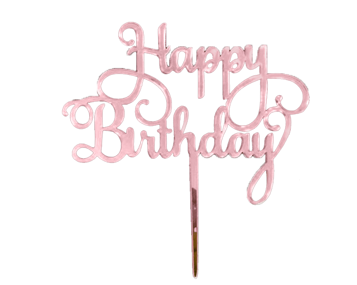 Cake Topper'Happy Birthday'Roségoud afbeelding