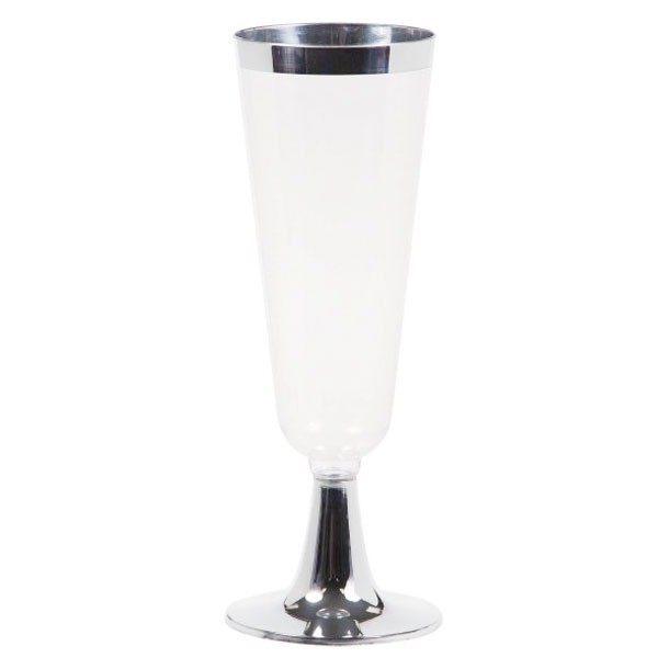 Champagne Glazen Metallic Zilver (4st) afbeelding