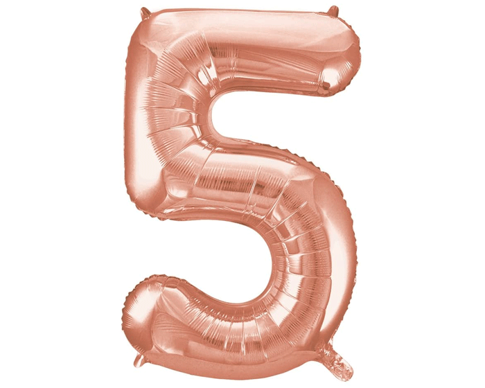 Folieballon Cijfer 5 Roségoud XL afbeelding