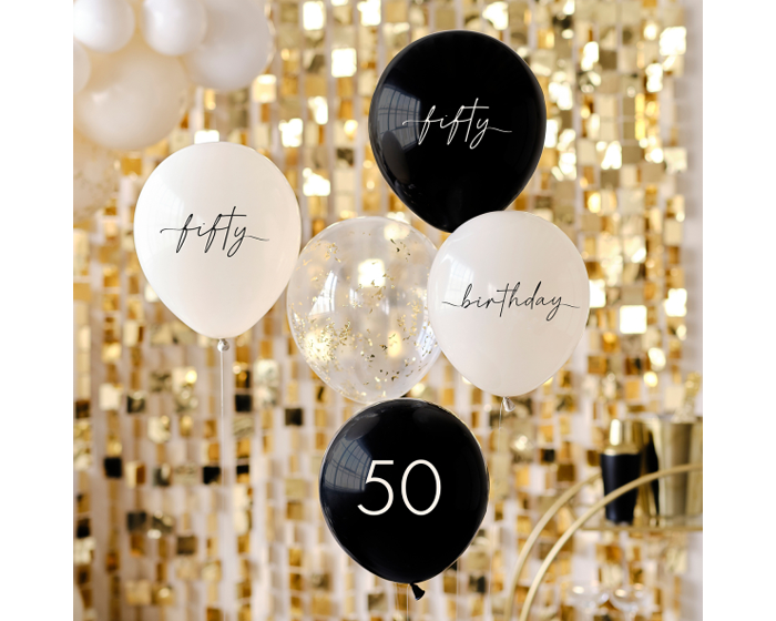 Ballonnen 50 Zwart, Nude&Champagne Ginger Ray (5st) afbeelding